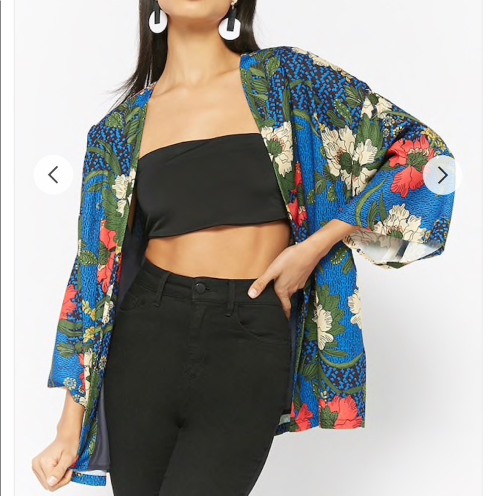 Floral Open Front Jacket